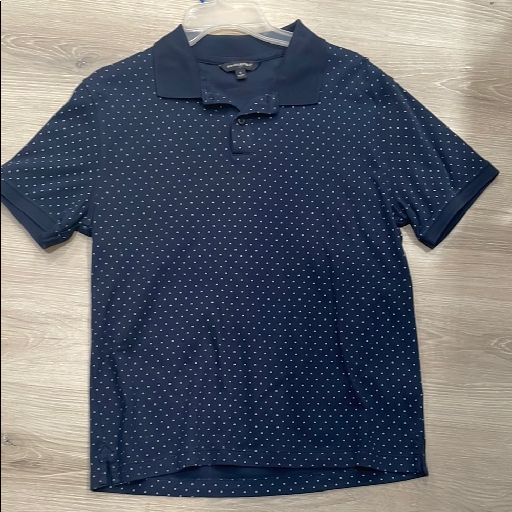 Men's Navy Polka Dot Polo Shirt